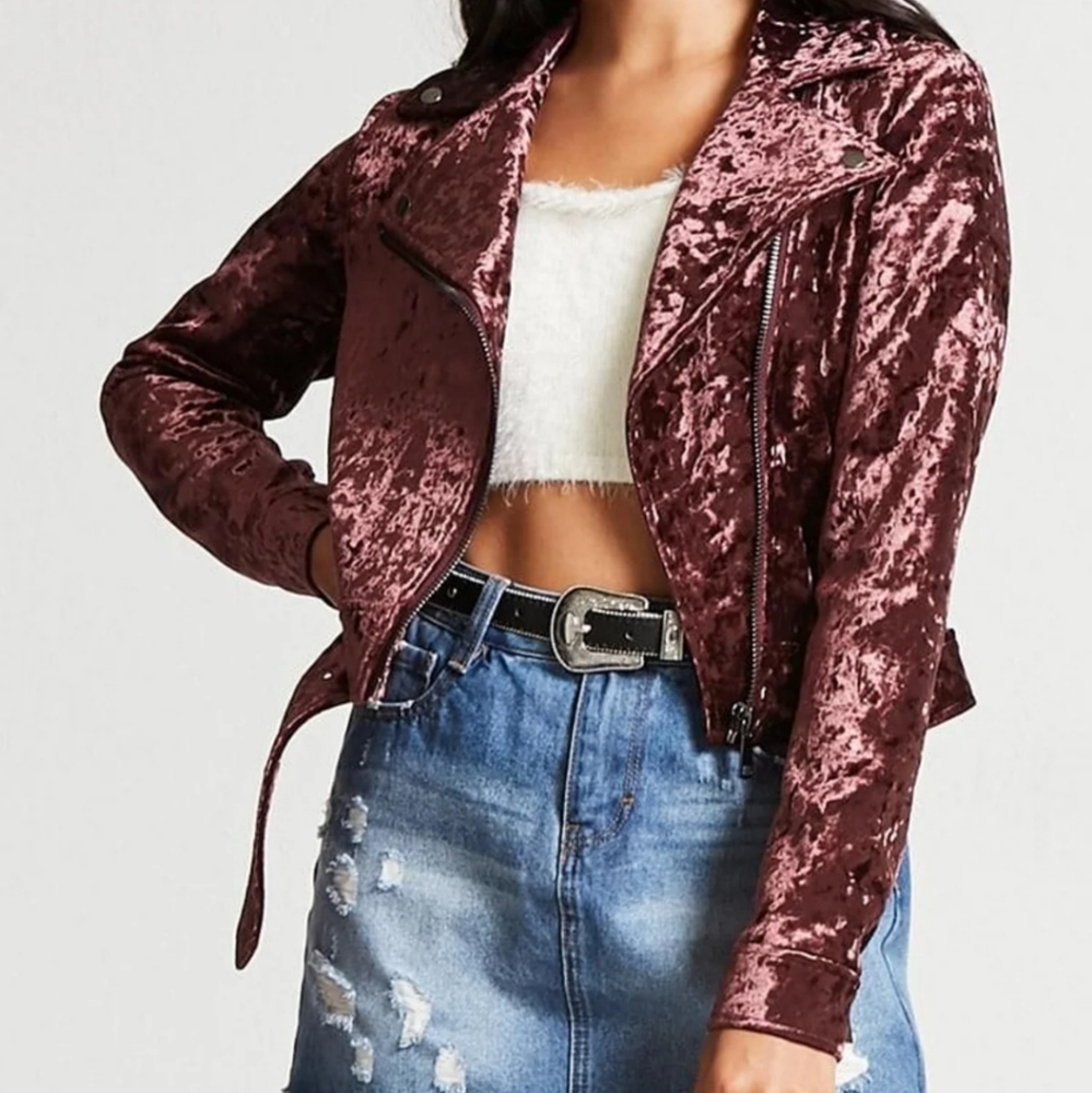 Crushed Velvet Moto Jacket